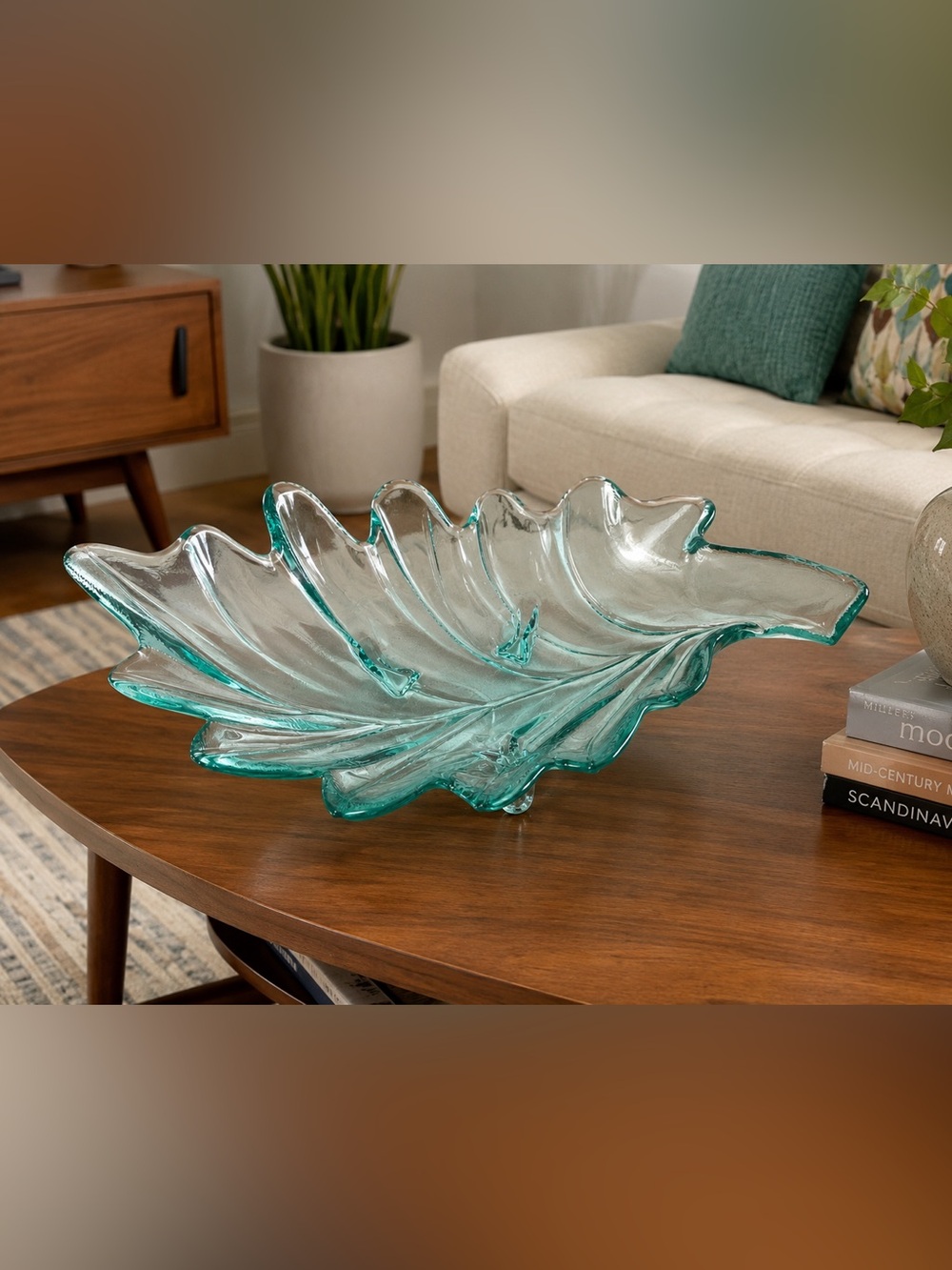 Vidrios San Miguel Spain Recycled Glass Oak Leaf Bowl